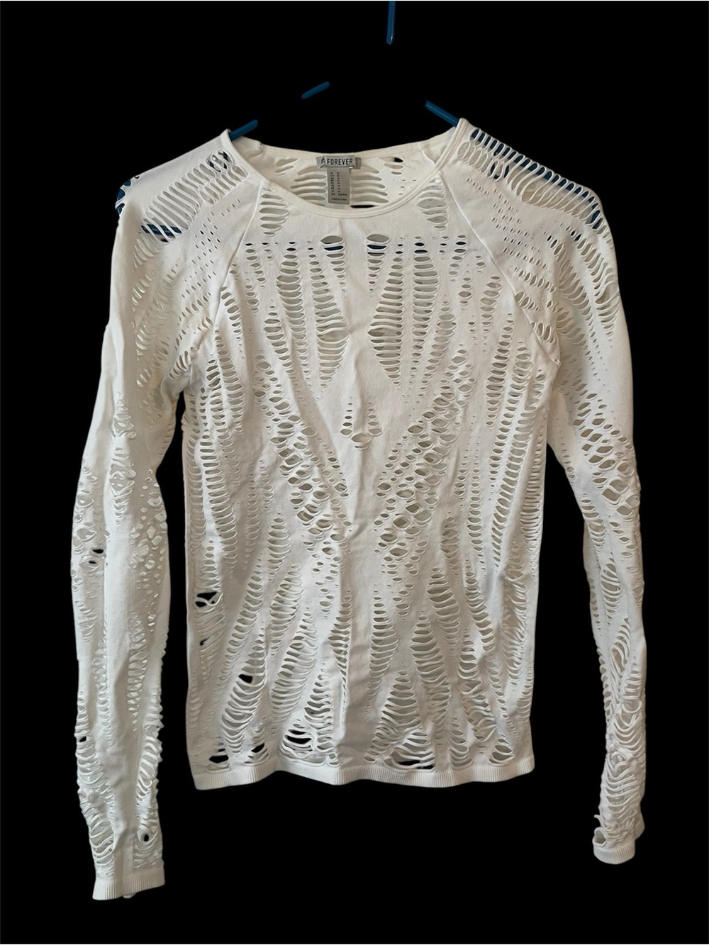 Forever 21 White Cutout Long-Sleeve Top